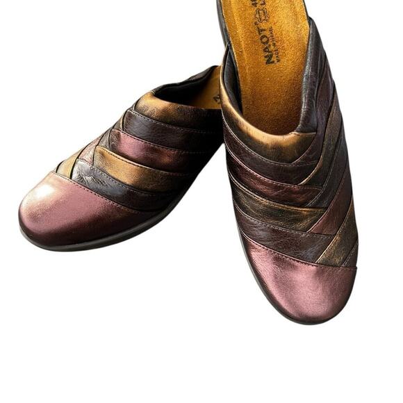 NWOT NAOT -women’s 9/40 leather slip on metallic multicolored mules - Picture 5 of 8
